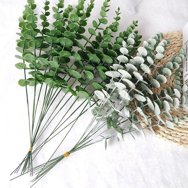 

10pcs artificial leaves for decoration fake plant eucalyptus leaf wedding shooting prop home garland flower arrangement decor decorative flo