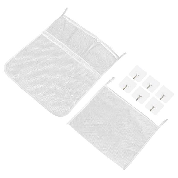 

bath accessory set 8pcs/set large bathroom storage net bag hooks reusable kids mesh