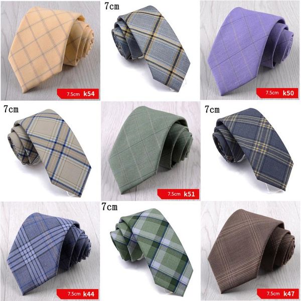 

bow ties ricnais quality mens 7cm plaid tie slim necktie classic fashion business wedding casual gift for men, Black;gray