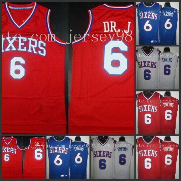 

philadelphia 76ers red 6 dr. j nickname men basketball jersey, Black