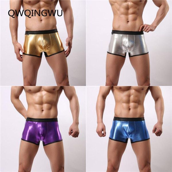 

underpants 4pcs/lot men boxers leather wrestling jockstrap gold faux erotic gay jumpsuit lingerie underwear boxer, Black;white