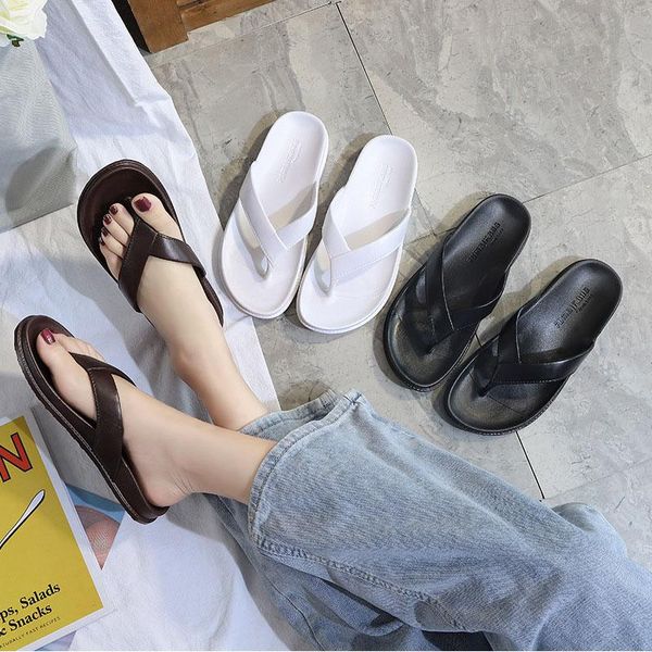 

slippers pvc one-piece women flip-flops summer 2021 ladies sandals couple soft sole casual outdoor beach slides, Black