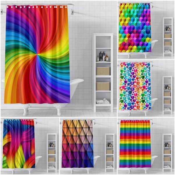 

shower curtains colorful geometric 3d printed bathroom curtain fabric waterproof polyester with hooks