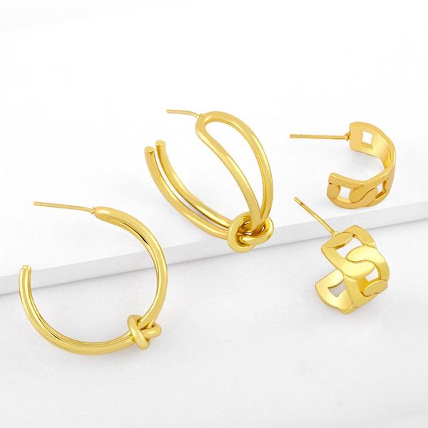 

hoop & huggie flola gold earrings for women copper simple drop wholesale jewelry ersx20, Golden;silver