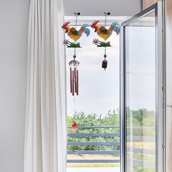 

decorative objects & figurines 1pc rooster wind chime iron crafts pipe ornaments 75cm balcony courtyard creative metal pendants home garden