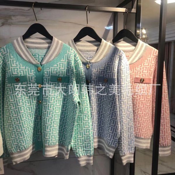 

early spring 2021 leisure fashion jacquard baseball jacket knitted cardigan loose thin sweater coat for women, White;black