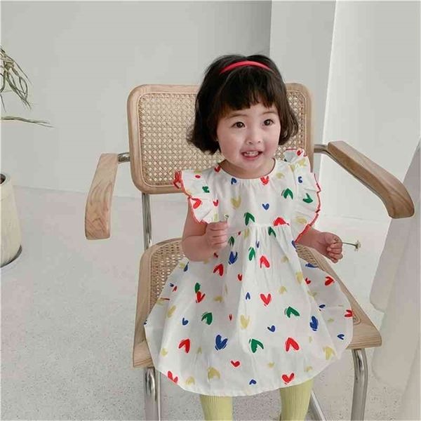

spring arrival girls fashion heart dress kids korean design dresses baby clothes 210528, Red;yellow