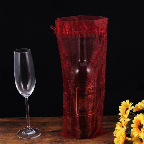 

gift wrap 10pcs sheer organza bottle cover bags (red)