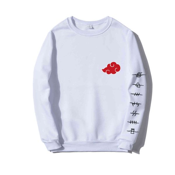 

anime akatsuki cloud symbol hoodie street casual crew neck women's large sweatshirt, Black