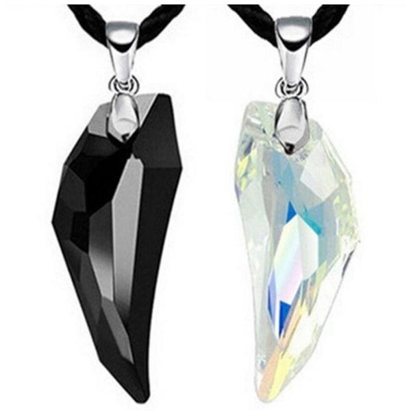 

pendant necklaces korean version men's crystal necklace fashion couple and women's wolf tooth trendy, Silver