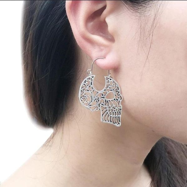 

dangle & chandelier hollow skull earrings women halloween party jewelry gift, Silver