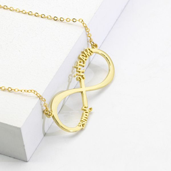 

infinity first name letter necklace copper gold plated male and female couple pendant clavicle chain, Black