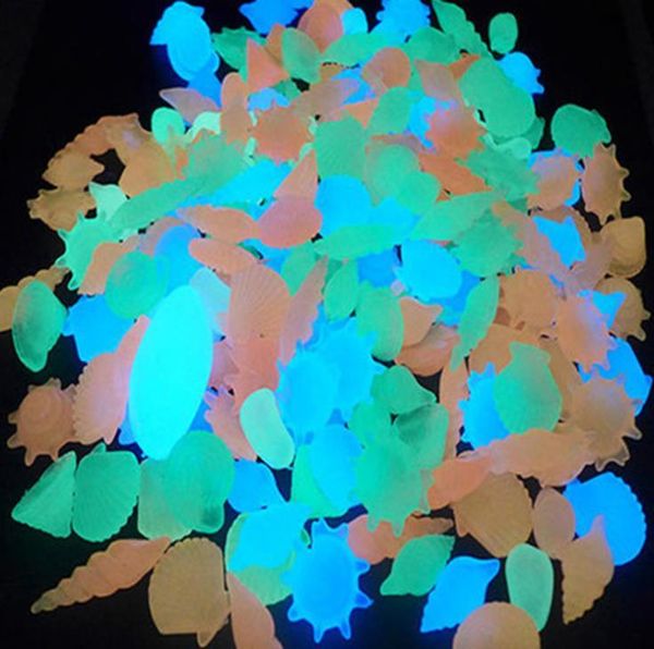 

party decoration 100pcs/pack beautiful glow in the dark pebbles stone fantastic walkway fish tank aquarium fluorescence starfish conch 70pac