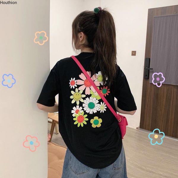 

short-sleeved women's t-shirt cotton summer printing comfortable fashion tshirt casual round neck t shirt, White