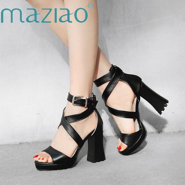 

gladiator high block heels platform sandals comfortable buckle cross strap square heel women open toe summer party shoes, Black