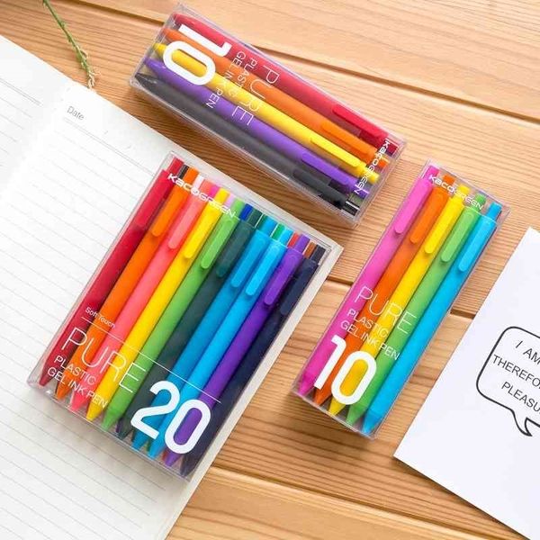 20 pçs / lote Kaco Série Pura ABS Corpo Gel Pens Moda Candy Cor Assinando Canetas para Estudante Papelaria Escola Escola Material 210330