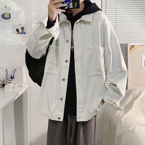 

men's jackets cotton denim men's jacket retro pocket fashion tools male s streetwear loose hip-hop bomber outwear ruu0, Black;brown