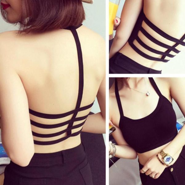 

gym clothing women padded fitness stretch backless bandage running yoga sports bras apparel female sportswear clothes 2021, White;black
