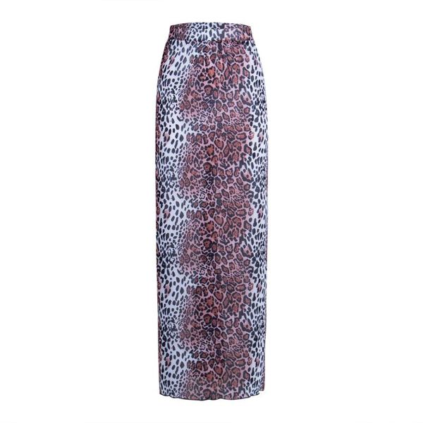 

skirts ladies casual high waist beach wrap sun women summer boho leopard print long skirt, Black