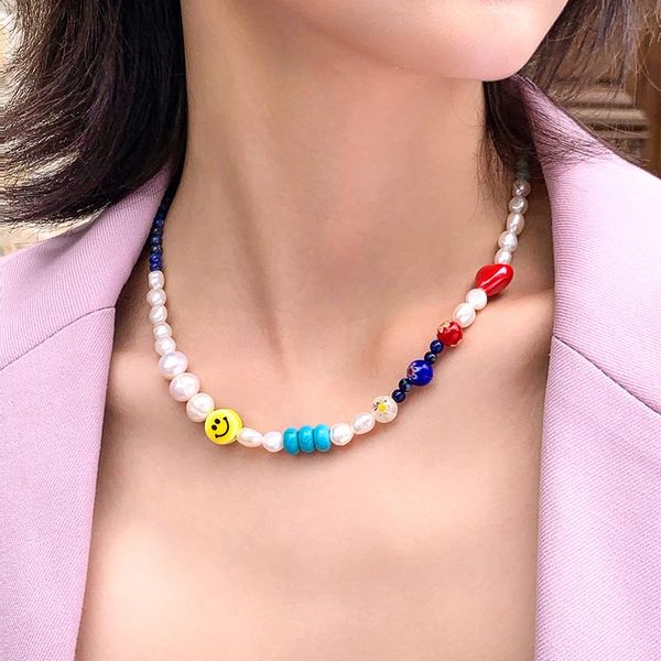 

chokers timeless wonder natural pearl glass beads ot chain necklace for women aesthetic kpop designer goth egirl emo runway rare 1522, Golden;silver