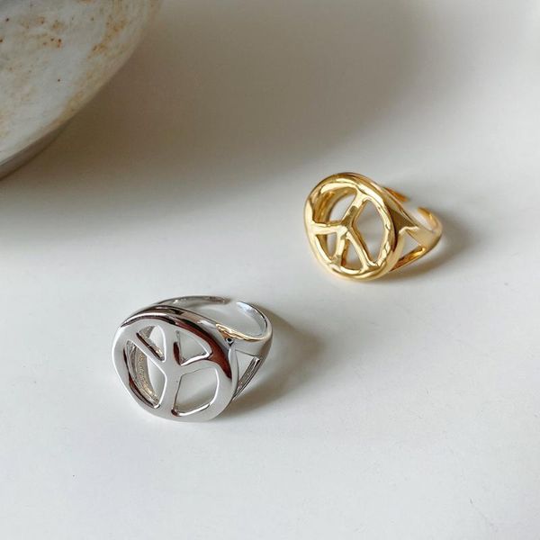 

cluster rings 925 sterling silver ring hipster jewelry fashion heteromorphic peace opening celi french style, Golden;silver