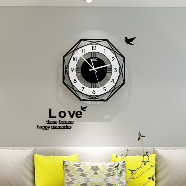 

wall clocks large geometric northern european style clock modern design living room creative fashion with sticker home decor