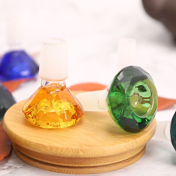 14 mm und 18 mm männliche Glasschüssel im Diamant-Design für Wasserbongs-Rauchwerkzeug