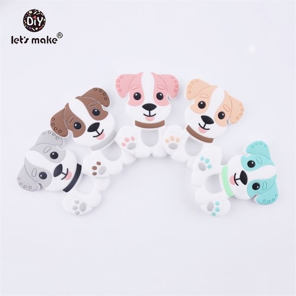 

let's make 5pc pink diy nursing pendant teething necklace making silicone cartoon dog charms baby teether toys teethers 211106