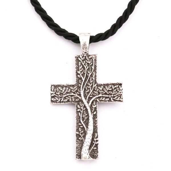 

pendant necklaces nostalgia cross tree of life necklace jewelry christian jesus amulet, Silver