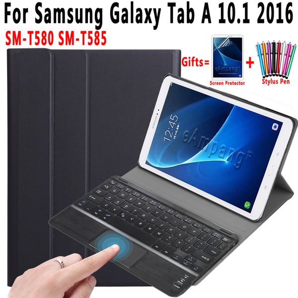 Custodia con tastiera Touchpad per Samsung Galaxy Tab A 10.1 2016 T580 T585 SM-T580 SM-T585 Cover in pelle Pu Stacca tastiera magnete