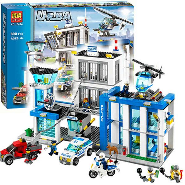 

bela 10424 police station motorbike helicopter model building blocks bricks kits compatible with city 60047 1008
