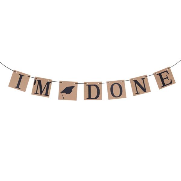 

party decoration graduation bunting banner i'm done letter crowns design decorations