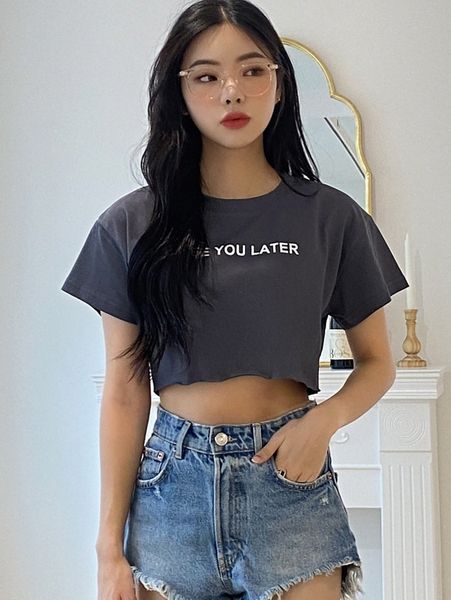 

dazy slogan graphic crop tee c6fv#, White