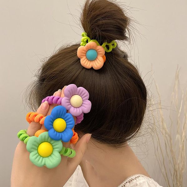 

hair accessories korea cute ties fluorescent ring flower telephone line rope ins girl maruko head ponytail holder jewelry