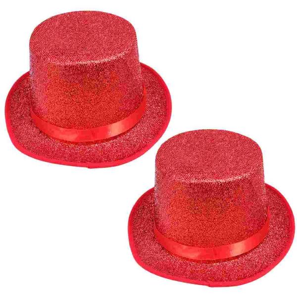 

party hats performance glitter hat cosplay magician supllies creative (red)