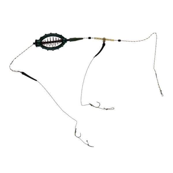 

fishing baits cage with 2 line hooks swivel carp feeder accessories