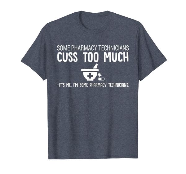 

some pharmacy technicians cuss too much funny t shirt, White;black
