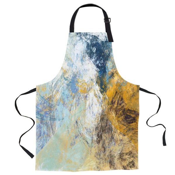 

aprons yellow white watercolour vintage printed kitchen cooking baking canvas sleeveless for women man kids home delantal cocina