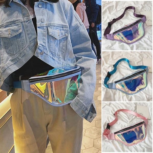 

holographic fanny pack travel waist bag laser purse shoulder chest sport bags