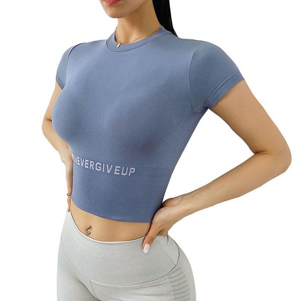 

yoga outfit quick dry fitness t-shirt sport shirt women tight gym short sleeve training running slim sports