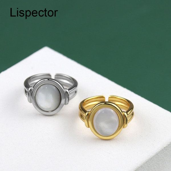 

cluster rings lispector 925 sterling silver retro simple natural stone for women classic romantic opal ring wedding jewelry, Golden;silver