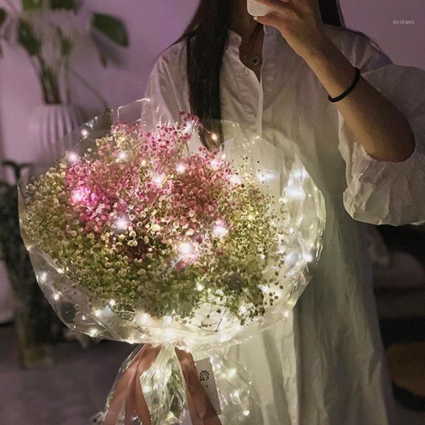 

5pcs/set bouquet packaging film creative with led light transparent wrap cellophane flower decorative crafts wrapping paper1