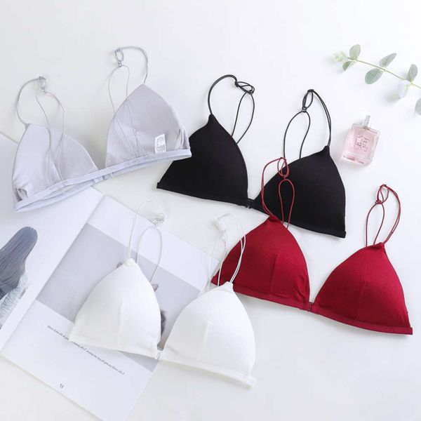 

lingerie girl french front buckle thin belt bra, Black;pink