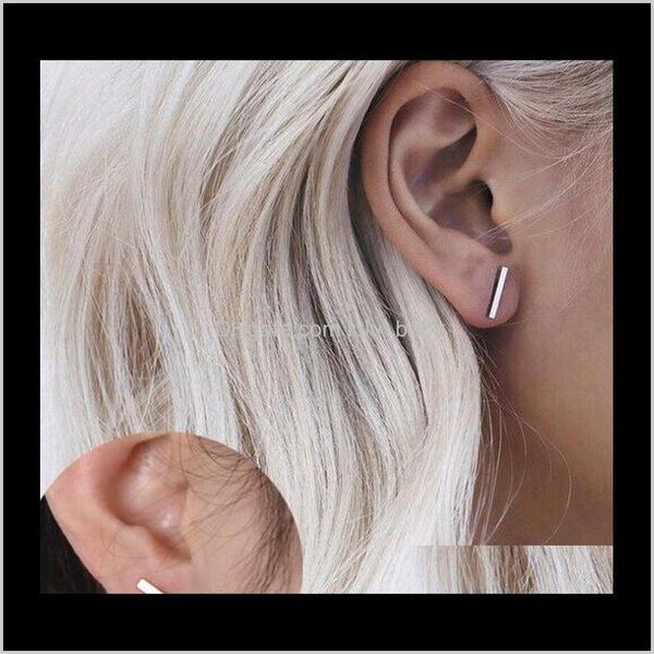 

jewelry drop delivery 2021 fashion gold sier plated black simple women ear female t-shaped stud earrings 0znc9, Golden;silver