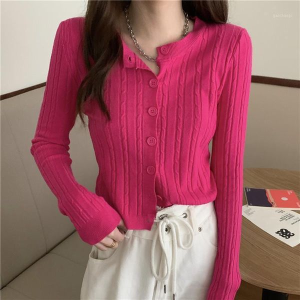 

women's knits & tees 10 colors women o-neck knitted casual short sweaters cardigans lady knitting soft autumn spring twisted cardigan f, White