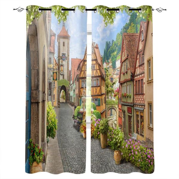 

curtain & drapes multi-size italy street window curtains polyester fabric living room home decor
