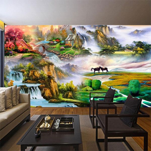 

wallpapers 3d larger outstanding oil painting natural view beautiful wall decor home mural charming scenery