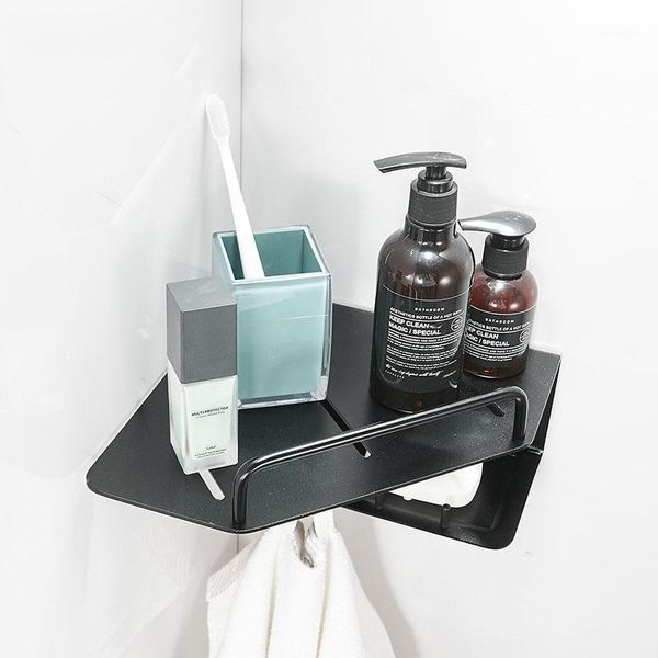 

bathroom shelves black aluminum corner shelf wall mount shower room rack toilet table holder accessories1