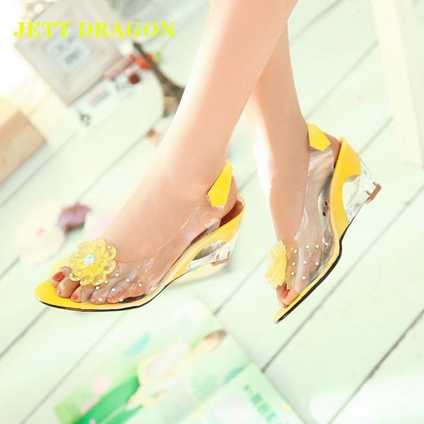 

sandals jedragon black white soft pvc women fashion crystal heeled slingbacks summer shoes high heels wedding bride 41
