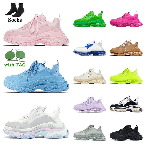 

clear sole triple s sneakers women mens designer shoes 17fw paris tripler crystal bottoms Ã©toile runner platform sports trainers loafers vin